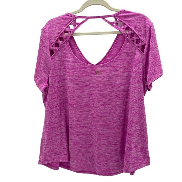 Livi Moisture Wicking V-Neck Pink Heather Top Women's Size 18/20 - Picture 2 of 5